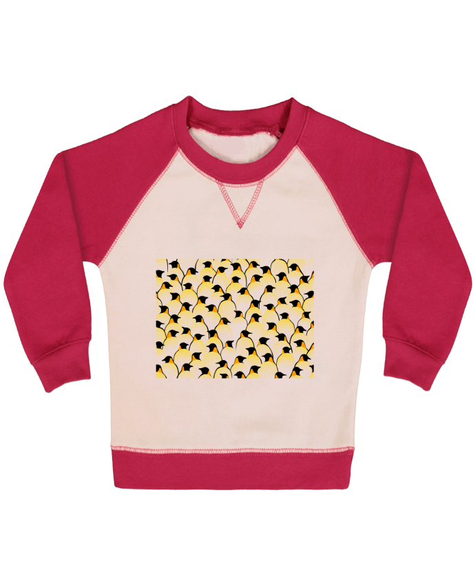 Sweatshirt Baby crew-neck sleeves contrast raglan Pengouins by Florent Bodart