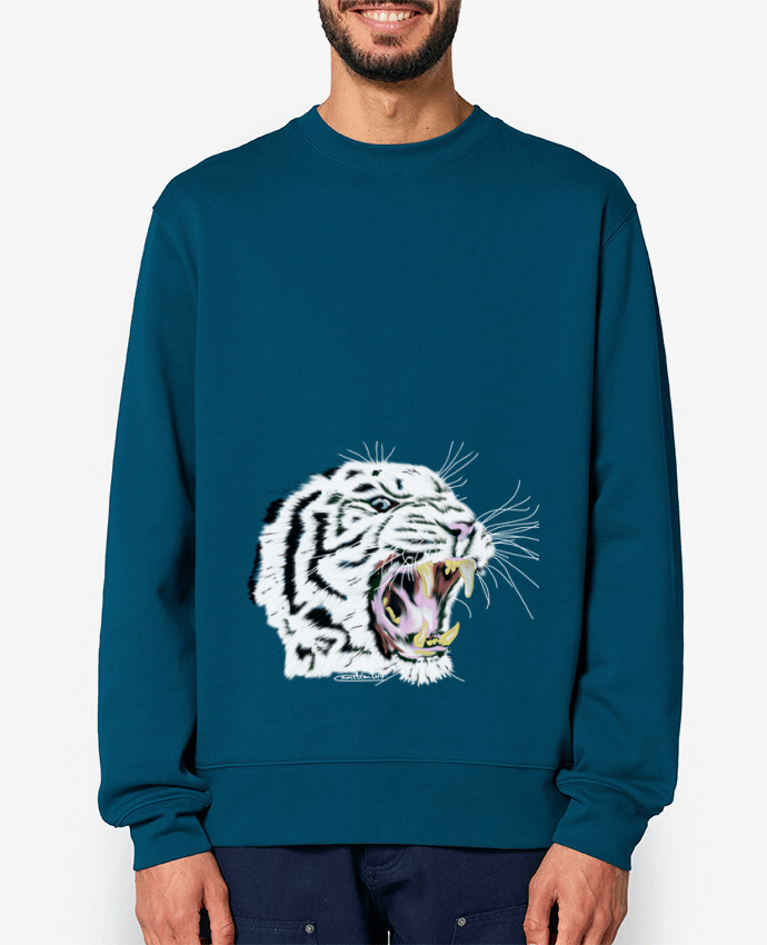 Sweat-shirt Tigre blanc rugissant Par Cameleon