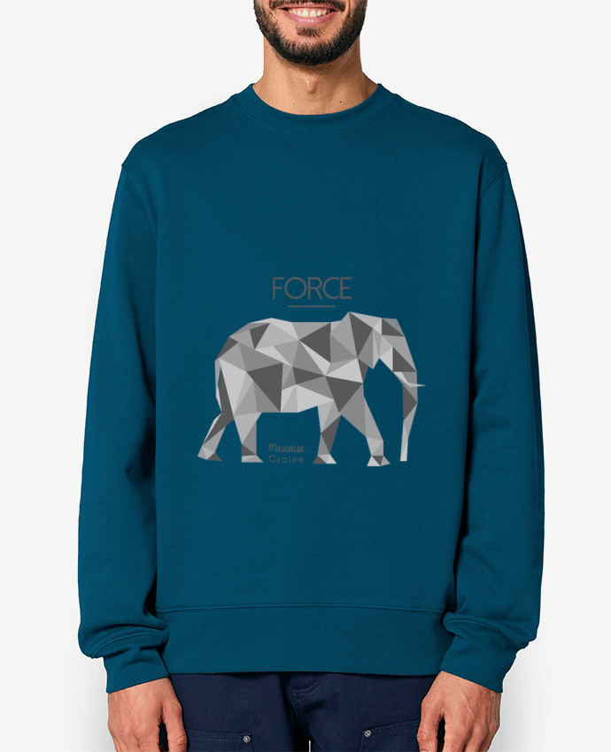 Sweat-shirt Force elephant origami Par Mauvaise Graine