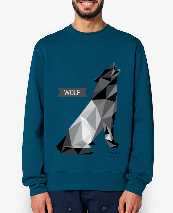 Sweat-shirt WOLF Origami Par Mauvaise Graine