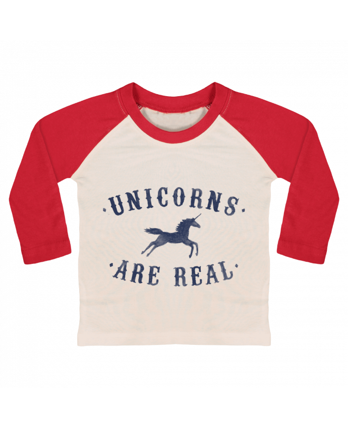 T-shirt baby Baseball long sleeve Unicorns are real by Florent Bodart