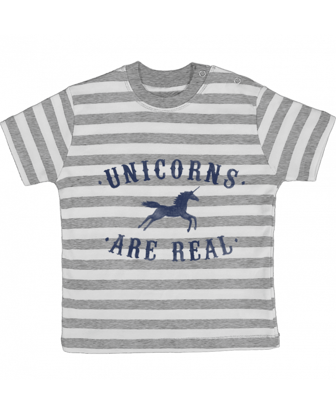 Camiseta Bebé a Rayas Unicorns are real por Florent Bodart