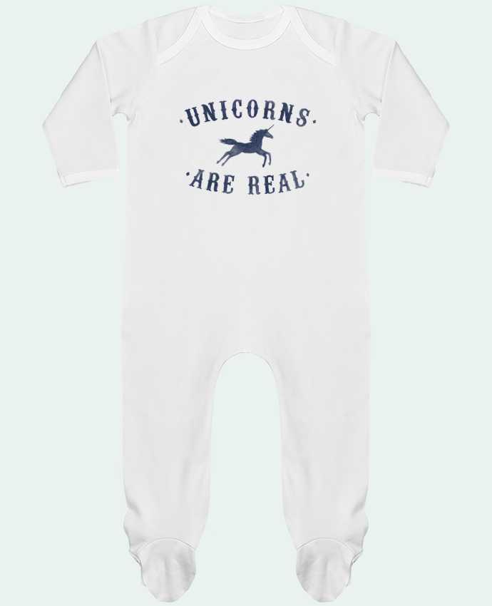 Baby Sleeper long sleeves Contrast Unicorns are real by Florent Bodart