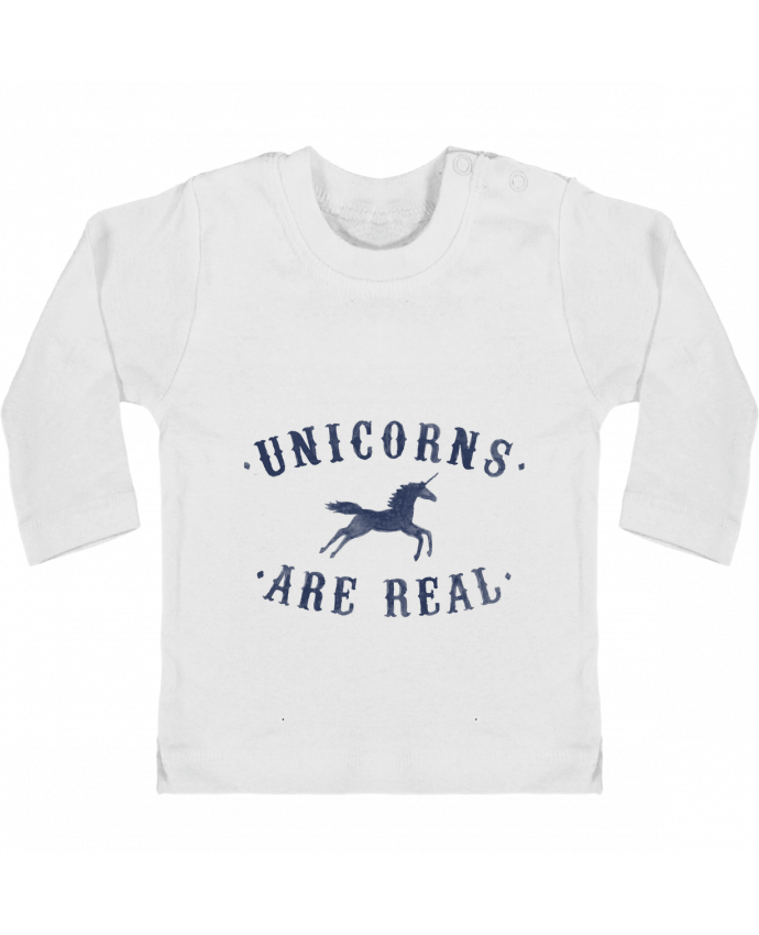 Baby T-shirt with press-studs long sleeve Unicorns are real manches longues du designer Florent Bodart