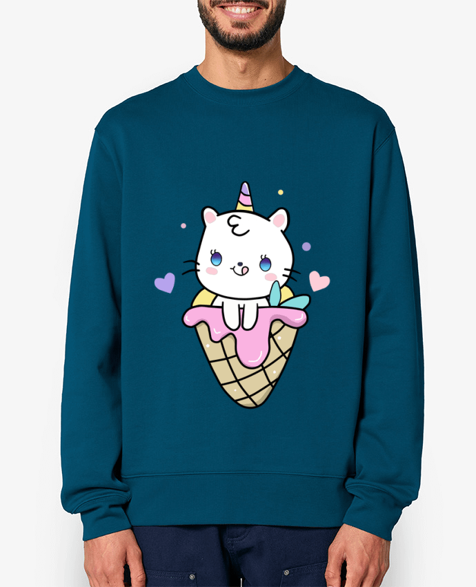 Sweat-shirt Gato Unicornio Helado Cucurucho Par MaaxLoL