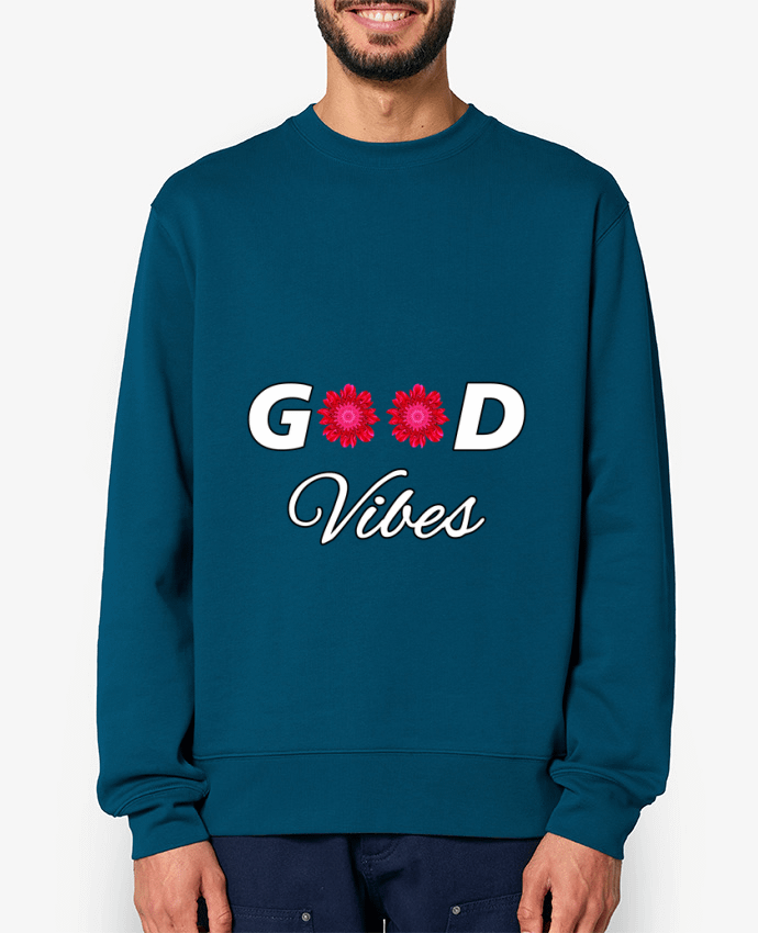 Sweat-shirt Good Vibes avec Fleurs Roses et Rouges Par LV-CREATOR