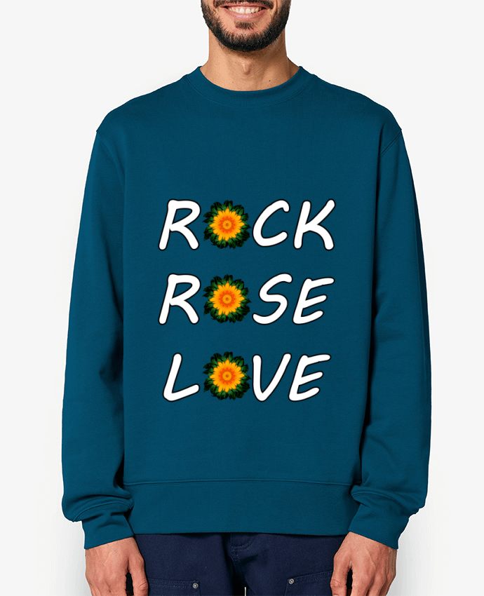 Sweat-shirt Rock, Rose, Love avec fleurs Oranges et Vertes Par LV-CREATOR
