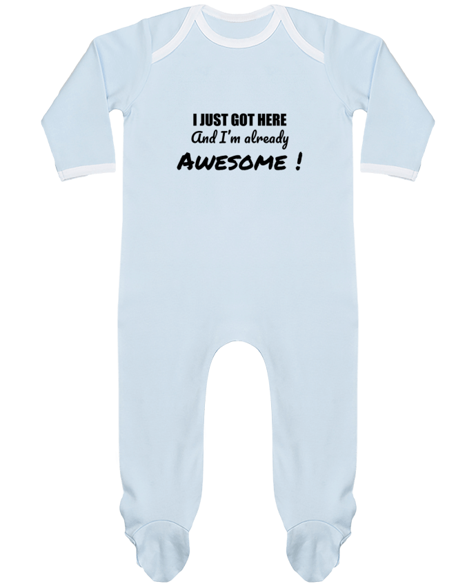 Baby Sleeper long sleeves Contrast I just got here and I'm already awesome ! by tunetoo