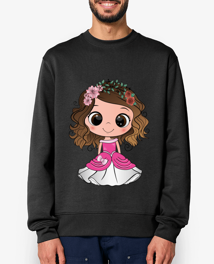 Sweat-shirt Princesse brune aux yeux bruns avec une robe rose Par EmmaCreation