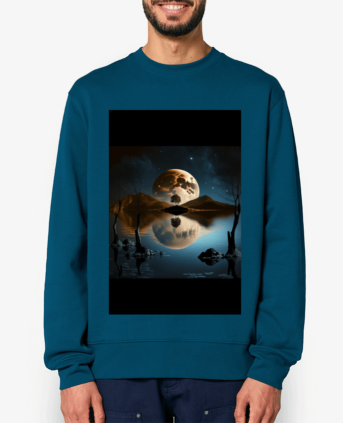 Sweat-shirt Pleine Lune Montagne et Rivière Par NewDesignPhoto