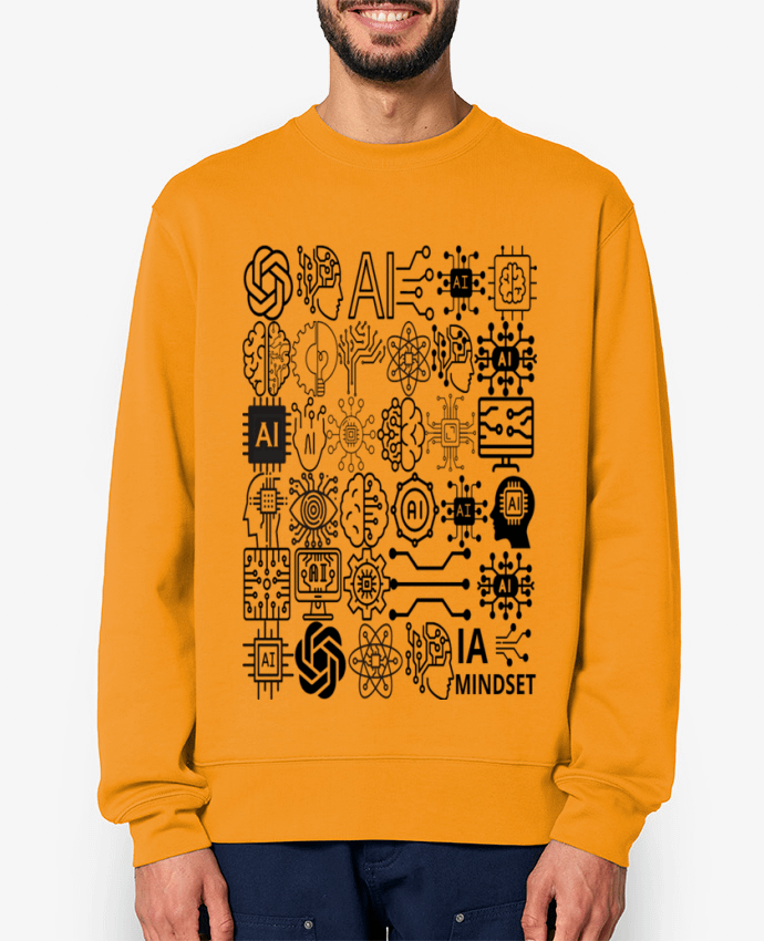 Sweat-shirt INTELLIGENCE ARTIFICIELLE MOTIF NOIR ET BLANC IA MINDSET AI Par LIAMRIVIERART