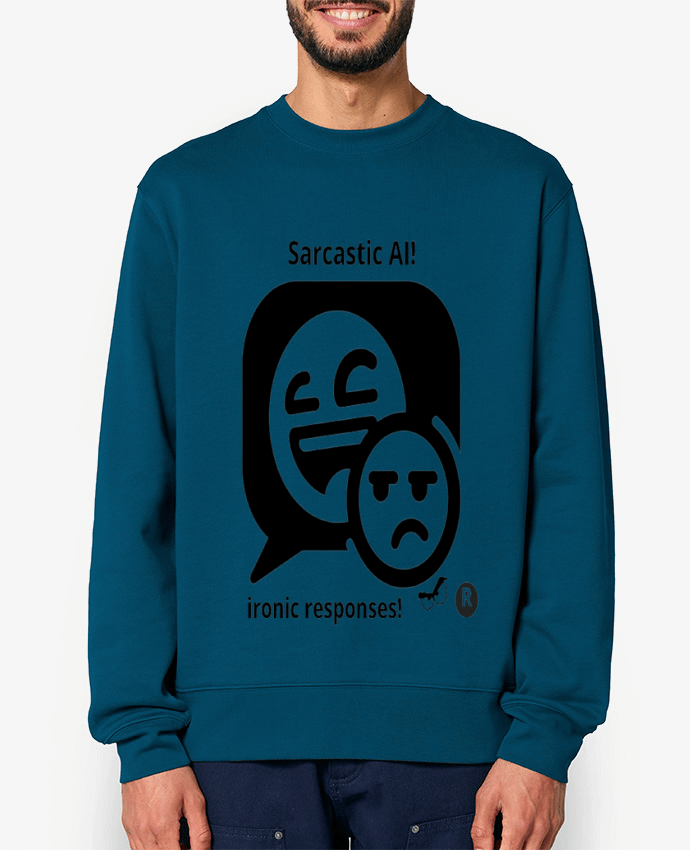 Sweat-shirt HUMOUR GEEK INTELLIGENCE ARTIFICIELLE NOIR  ET BLANC MOTIF UNIQUE Par LIAMRIVIERART