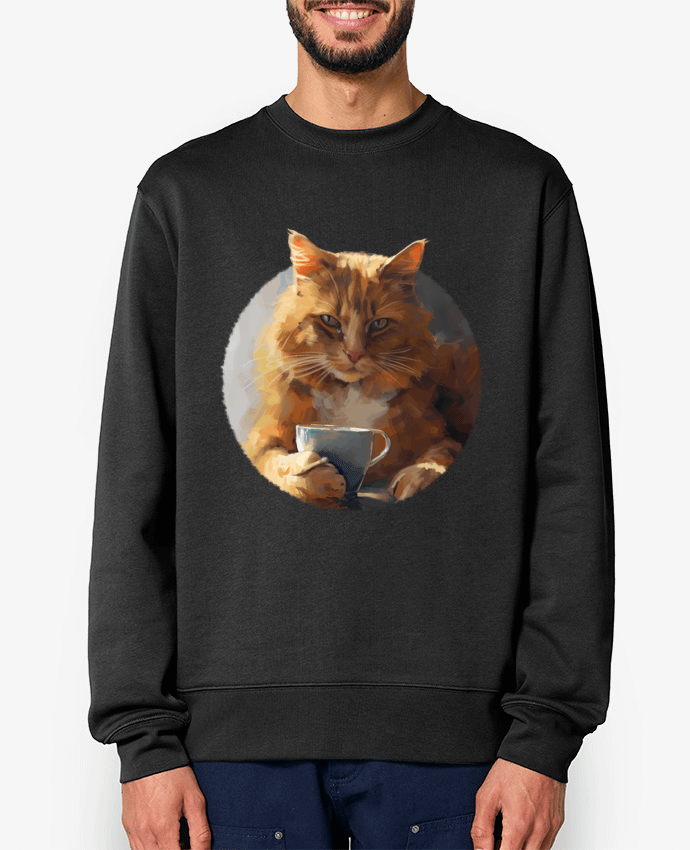 Sweat-shirt Illustration de Chat avec sa tasse de café Par KronoArt