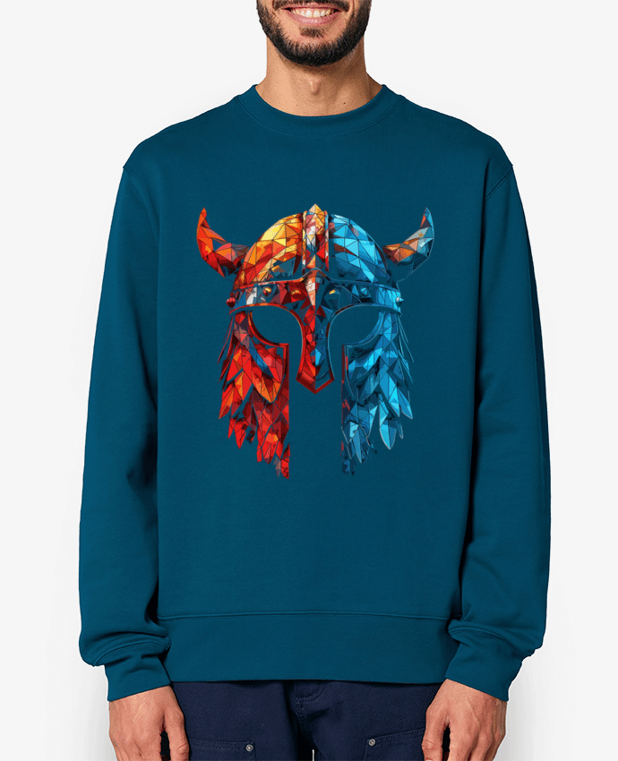 Sweat-shirt Casque Viking à corne Par KronoArt