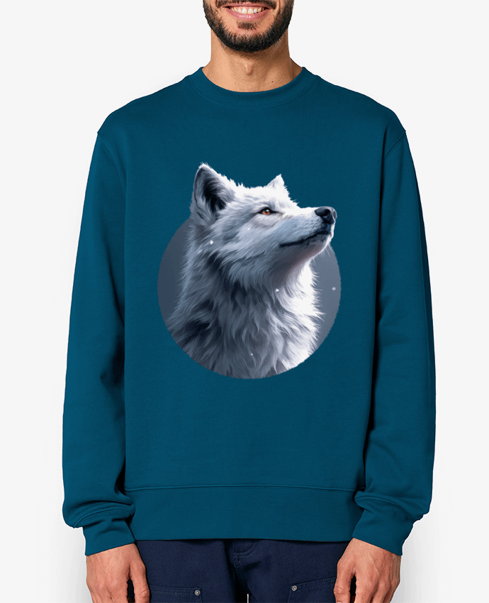Sweat-shirt Illustration de Loup Blanc Par KronoArt