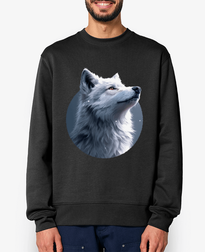 Sweat-shirt Illustration de Loup Blanc Par KronoArt