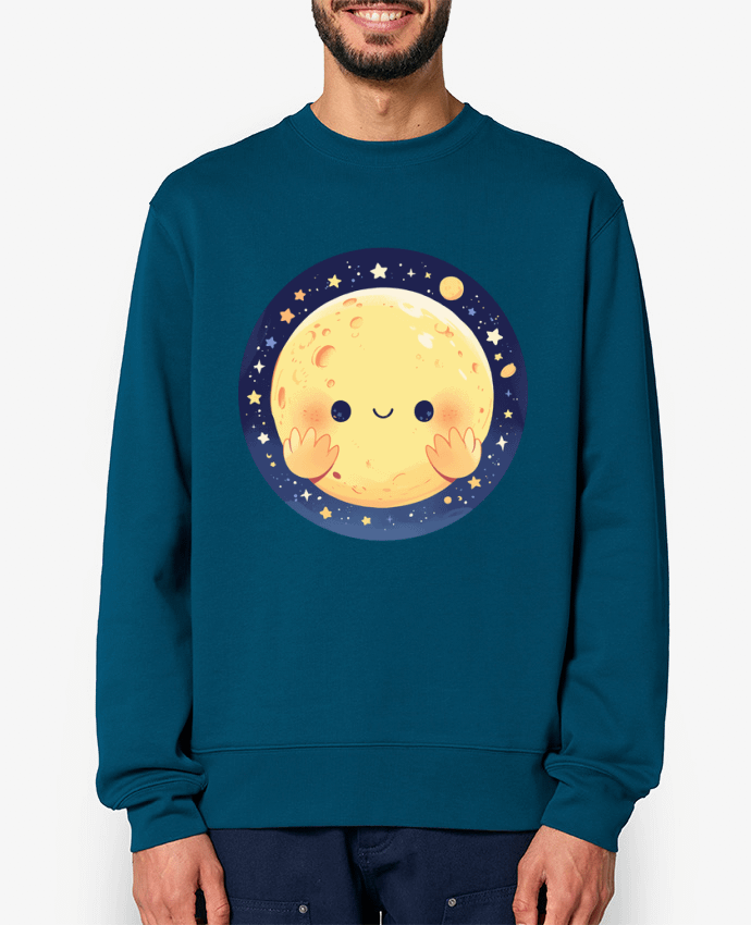 Sweat-shirt La Lune qui sourit Par KronoArt