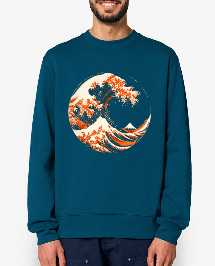 Sweat-shirt Vague d'Hokusai Stylisé Par KronoArt