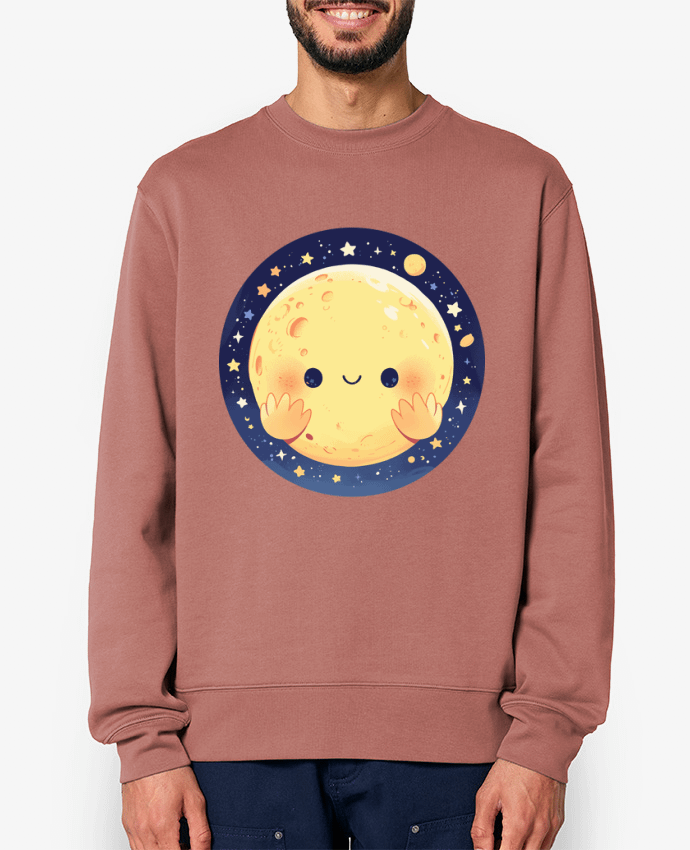 Sweat-shirt La Lune qui sourit Par KronoArt