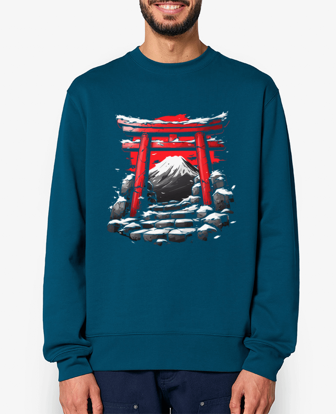 Sweat-shirt Temple Japonnais et Mont Fuji Par KronoArt