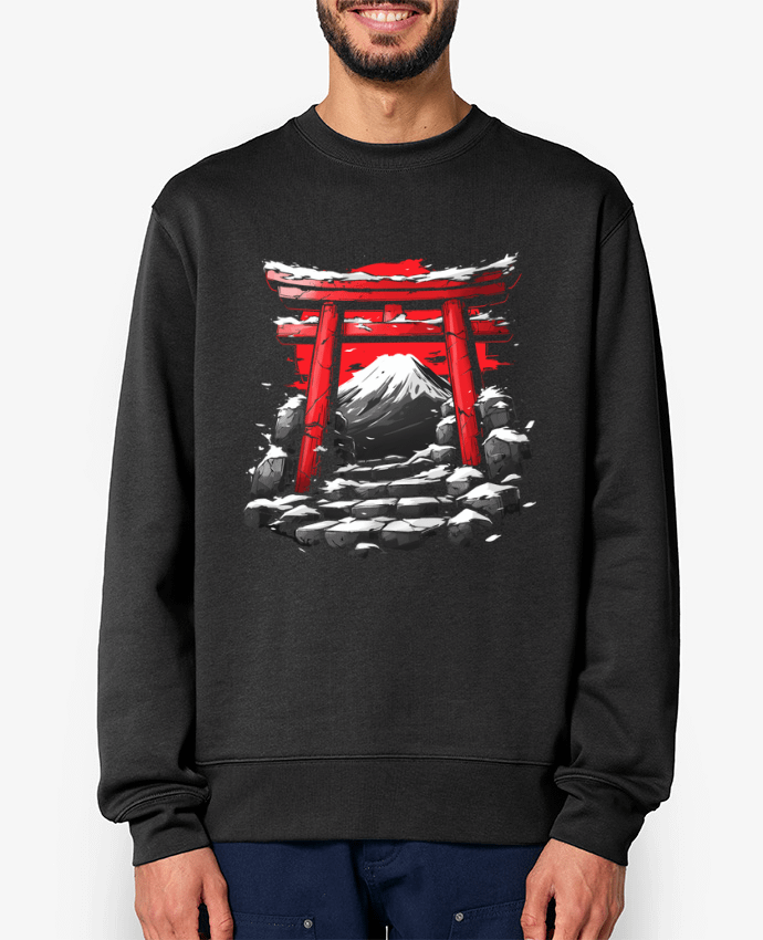 Sweat-shirt Temple Japonnais et Mont Fuji Par KronoArt