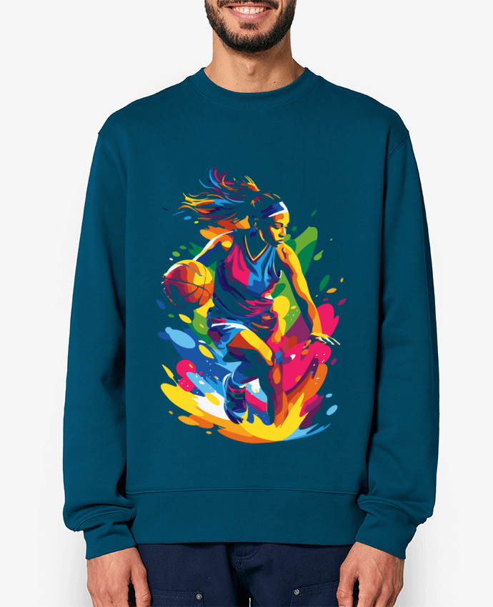 Sweat-shirt Femme qui fait du basket Par KronoArt