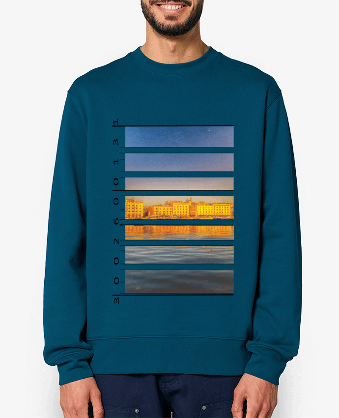Sweat-shirt Marseille Notre Dame De La Garde, le Vieux-Port et la lune Par Bobraïs
