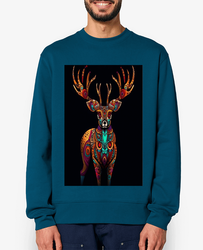 Sweat-shirt Venado arte wixárika Nayarit Par Xavi Flores