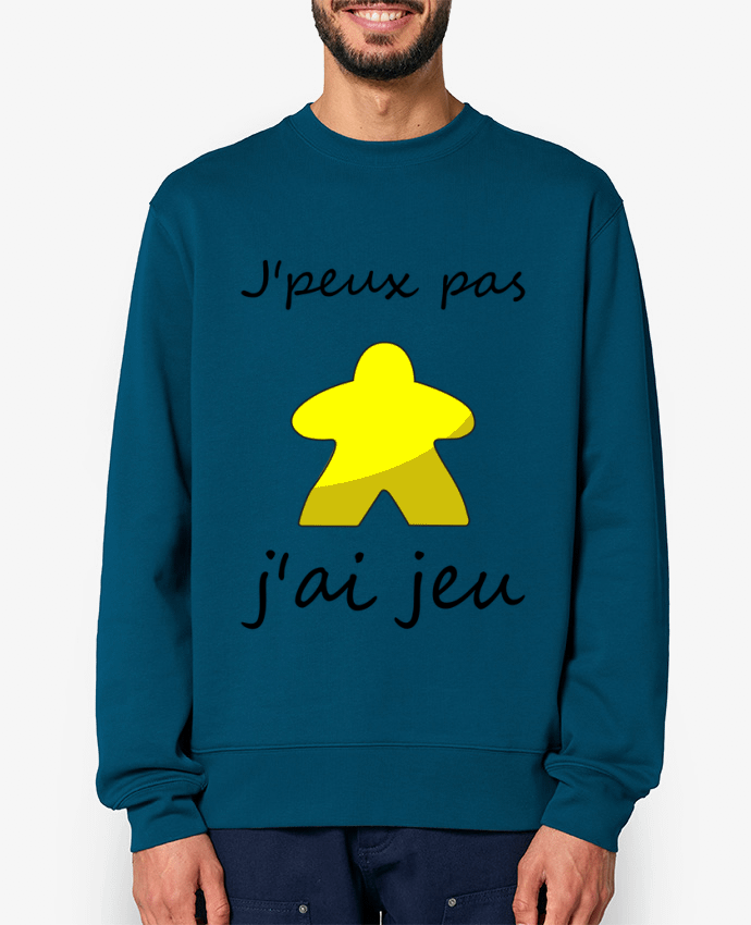 Sweat-shirt j'peux pas j'ai jeu meeple jaune Par Le Repaire des Joueurs