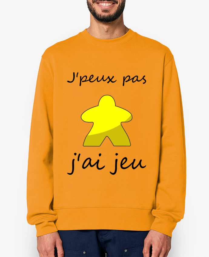 Sweat-shirt j'peux pas j'ai jeu meeple jaune Par Le Repaire des Joueurs