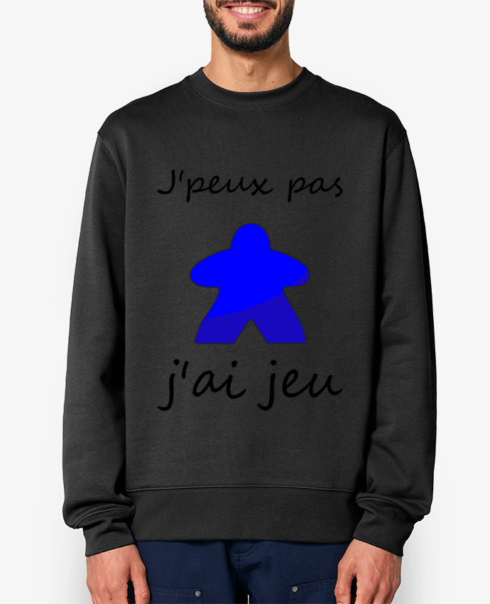 Sweat-shirt j'peux pas j'ai jeu meeple bleu Par Le Repaire des Joueurs