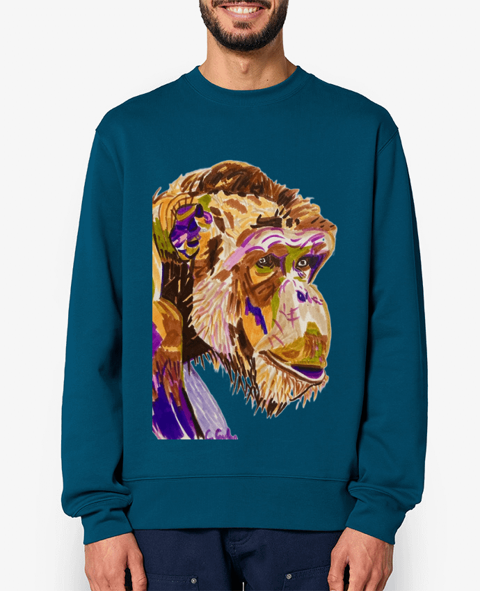 Sweat-shirt Chimpanzé aux couleurs complémentaires Par Eclat animalier