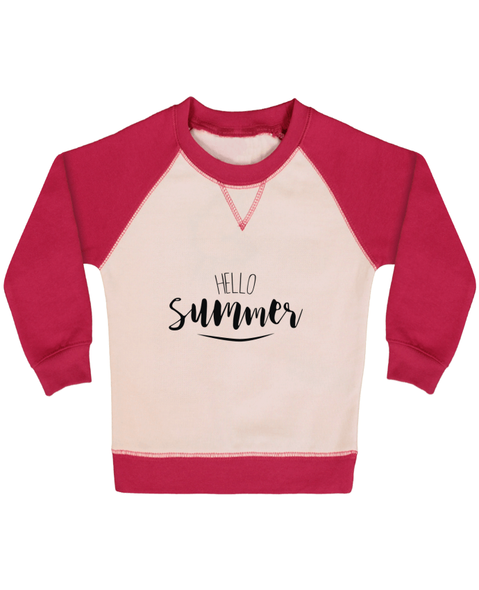 Sweatshirt Baby crew-neck sleeves contrast raglan Hello Summer ! by IDÉ'IN