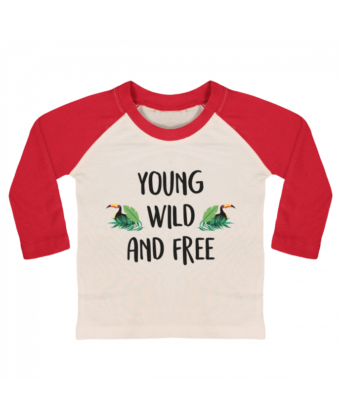 Tee-shirt Bébé Baseball ML Young, Wild and Free par IDÉ'IN