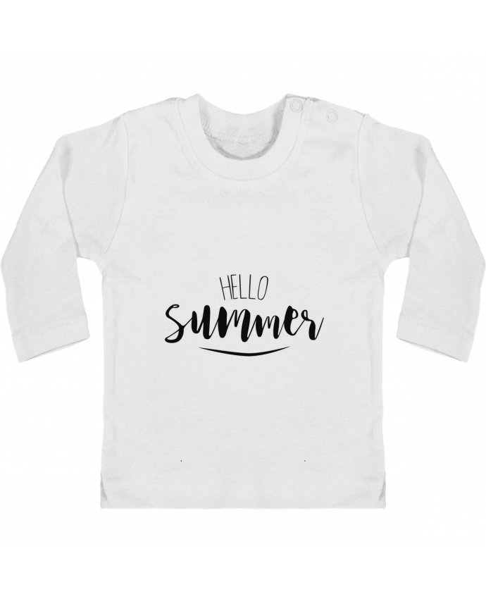 Camiseta Bebé Manga Larga con Botones  Hello Summer ! manches longues du designer IDÉ'IN