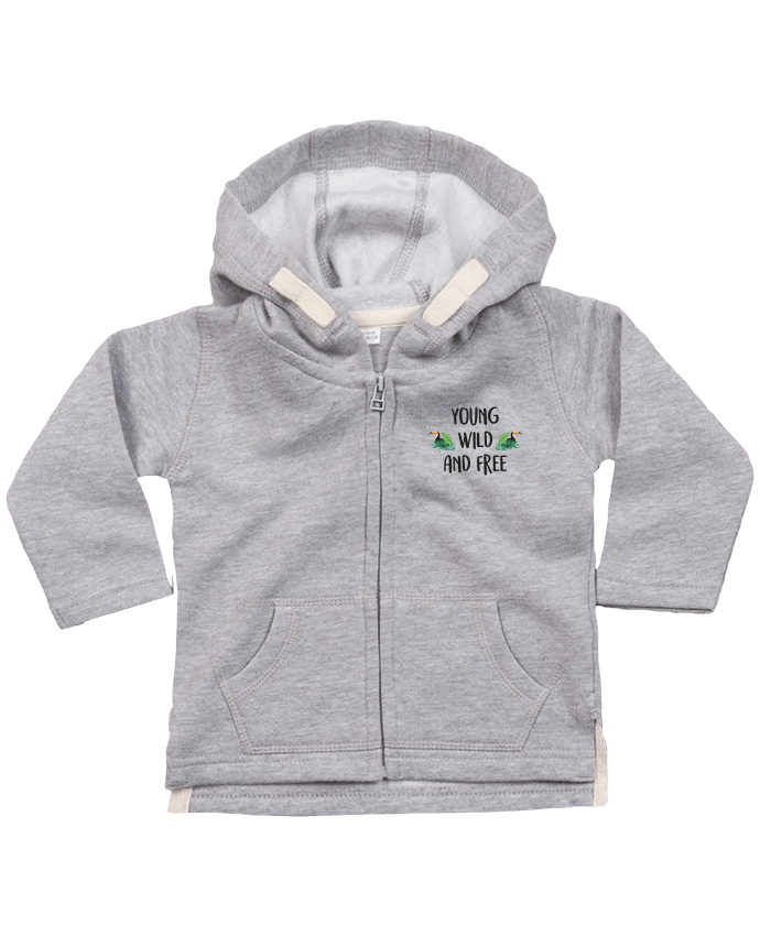 Hoddie with zip for baby Young, Wild and Free by IDÉ'IN