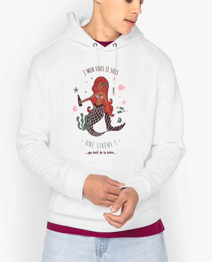 Hoodie Je m'en fous je suis une sirène qui boit de la bière Par La boutique de Laura