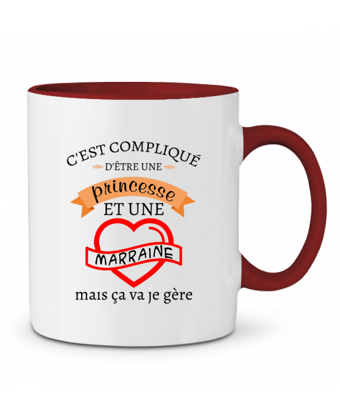 Mug bicolore C'est compliqué d'être une princesse et une marraine mais ça va je gère tunetoo