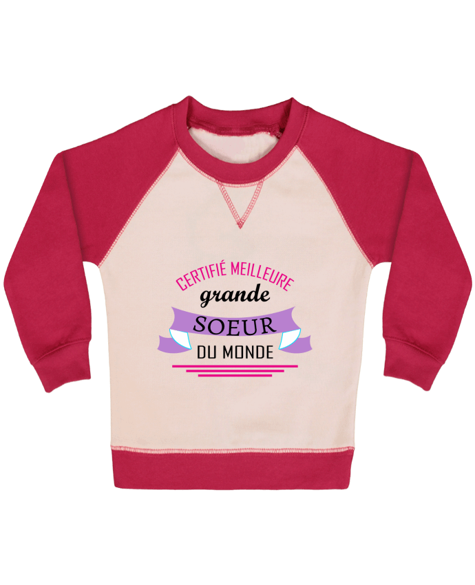 Sweatshirt Baby crew-neck sleeves contrast raglan Certifié meilleure grande sœur du monde by tunetoo