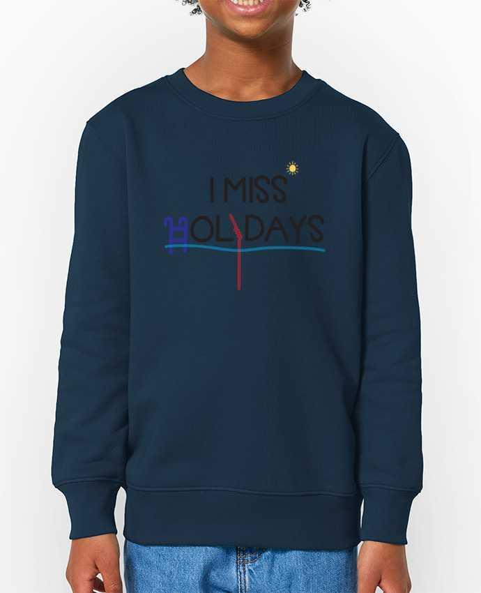 Sweat-shirt écoresponsable à col rond enfant I miss holidays Par  tunetoo