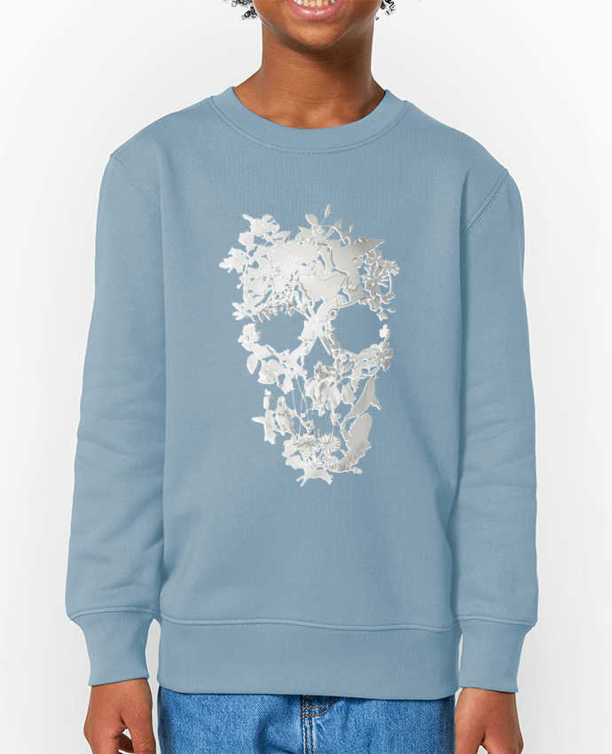 Sweat-shirt écoresponsable à col rond enfant Simple Skull Par  ali_gulec
