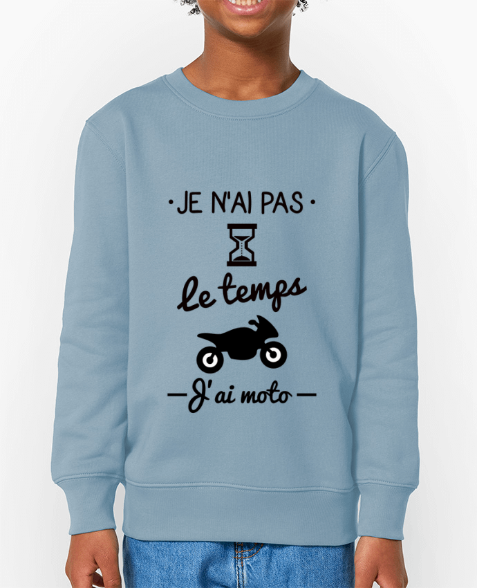 Sweat-shirt écoresponsable à col rond enfant Pas le temps j'ai moto, motard Par  Benichan