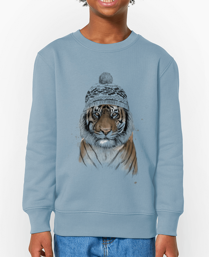 Sweat-shirt écoresponsable à col rond enfant Siberian tiger Par  Balàzs Solti