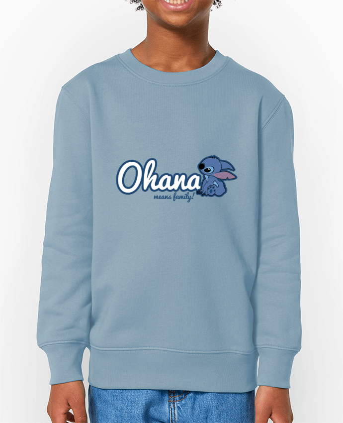 Sweat-shirt écoresponsable à col rond enfant Ohana means family Par  Kempo24