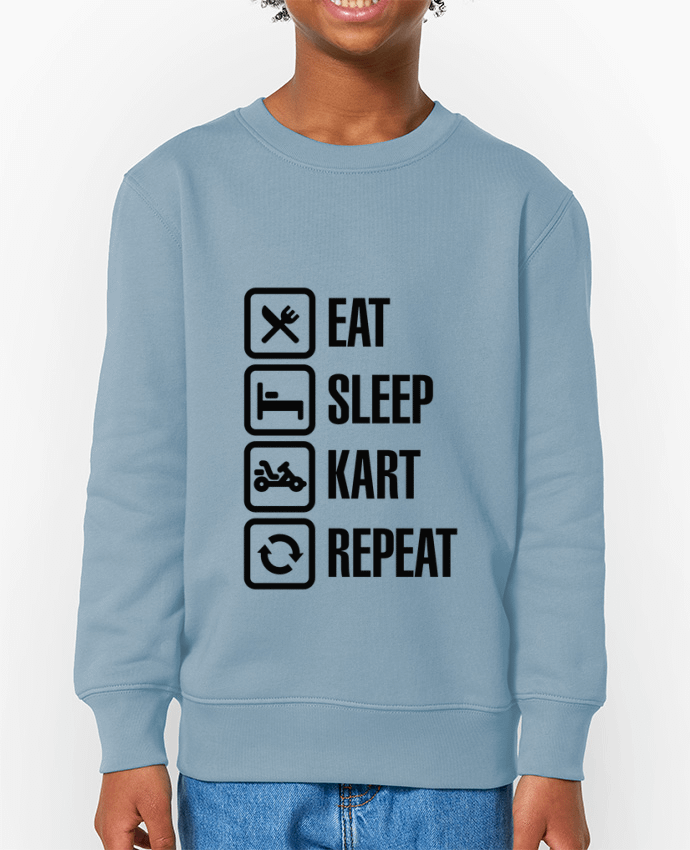 Sweat-shirt écoresponsable à col rond enfant Eat, sleep, kart, repeat Par  LaundryFactory