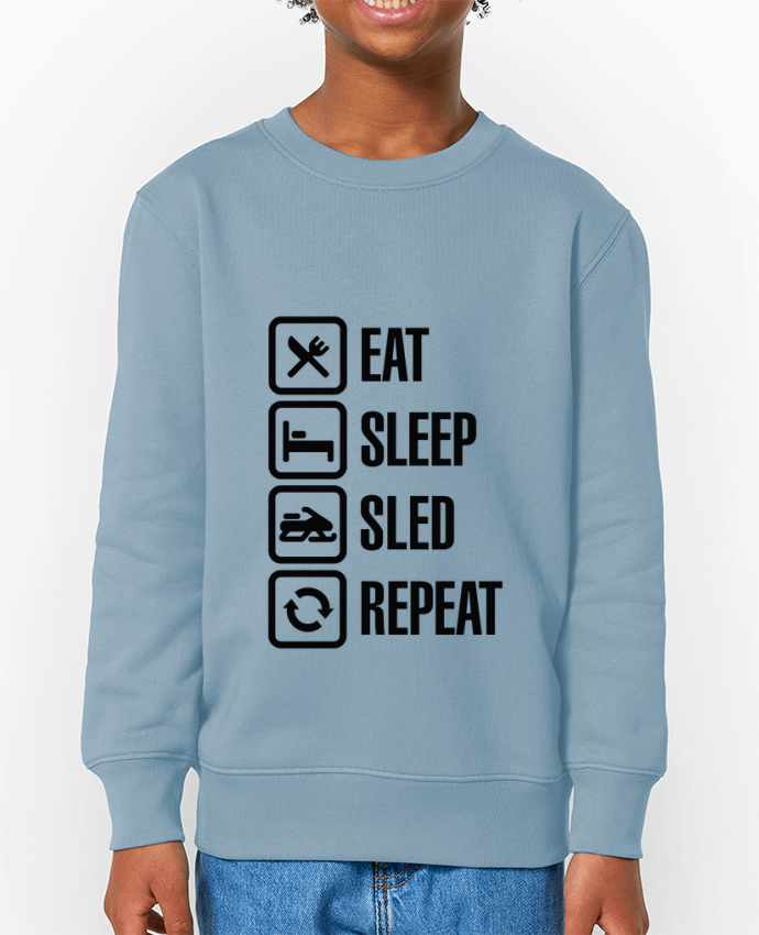 Sweat-shirt écoresponsable à col rond enfant Eat, sleep, sled, repeat Par  LaundryFactory