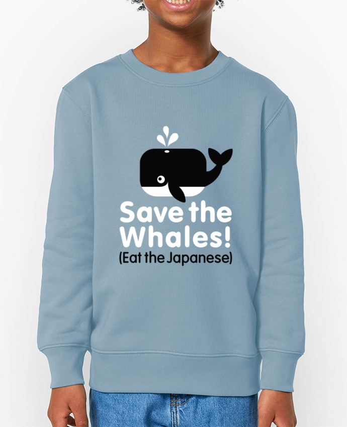 Sweat-shirt enfant SAVE THE WHALES EAT THE JAPANESE Par  LaundryFactory