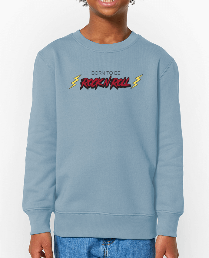 Sweat-shirt écoresponsable à col rond enfant Born to be rock n roll Par  tunetoo