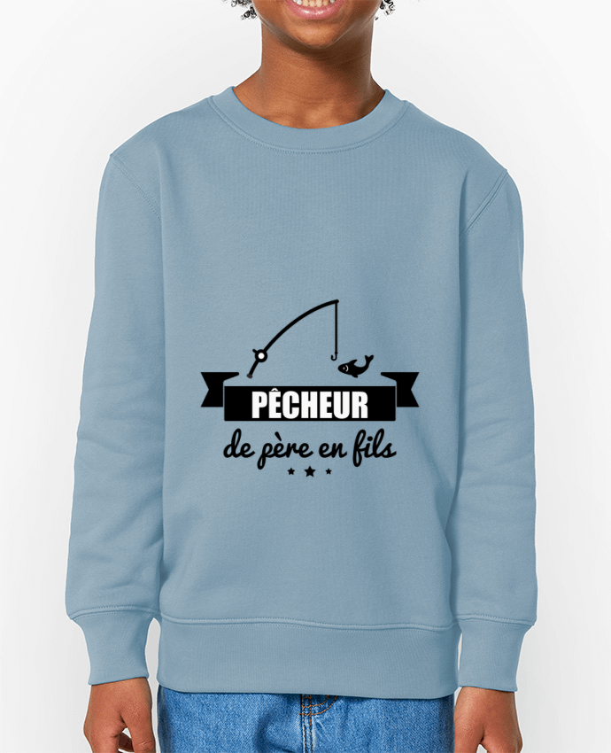 Sweat-shirt écoresponsable à col rond enfant Pêcheur de père en fils, pêcheur, pêche Par  Benichan