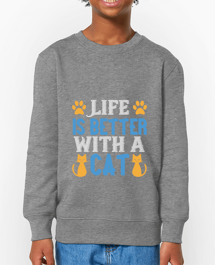 Sweat-shirt enfant La vie est meilleure avec un chat Par  Boxsoo